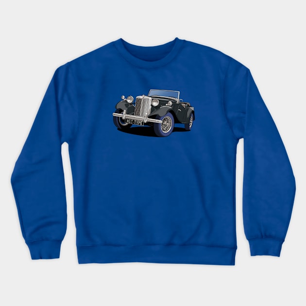 MG TC T-Type classic car in black Crewneck Sweatshirt by Webazoot